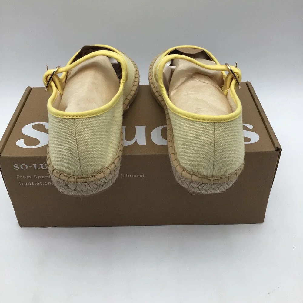 Soludos Womens Mary Jane Espadrilles Butter Yellow Canvas Flats Size 6 - 6.5 NEW